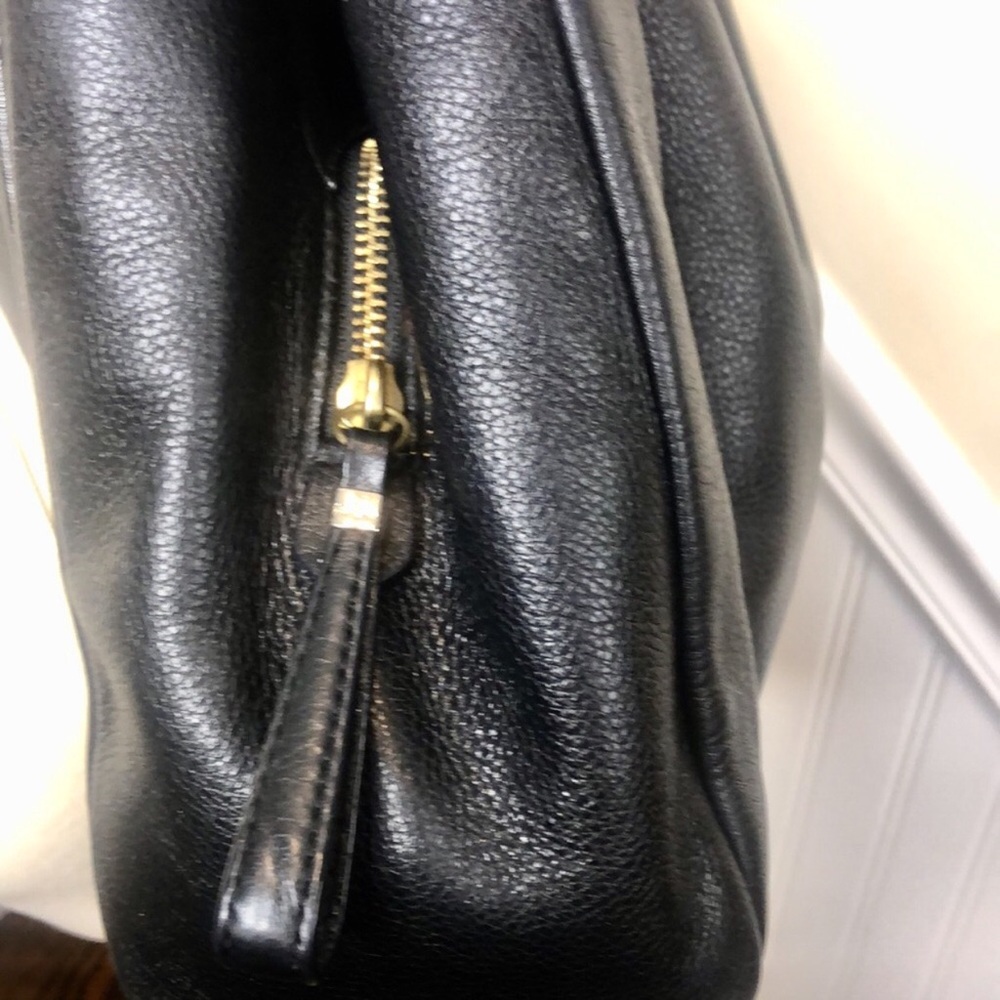 COACH Madison Phoebe Black Tumbled Leather Shoulder Bag Navy Lined 3-Sections - Picture 8 of 17